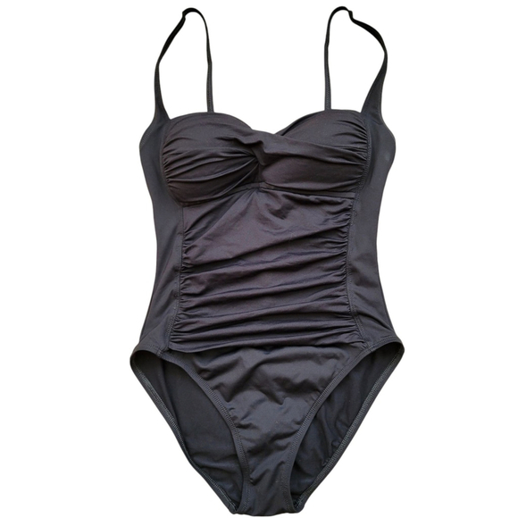 La Blanca by Rod Beattie Shirred One Piece Swimsuit Size 6 Black Excellent Cond. - Picture 1 of 8